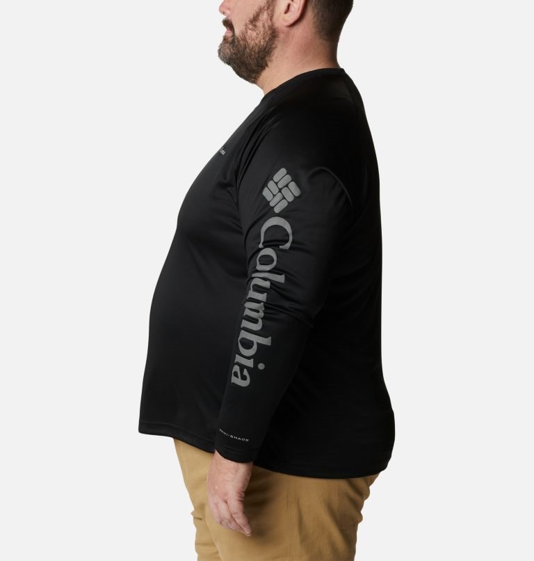 Men's Columbia Fork Stream Long Sleeve Sweatshirts Black | Plus Size CA-NC168